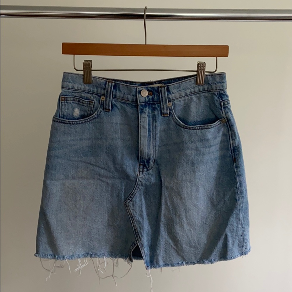 Madewell Denim Mini Skirt Med/Light Wash - Picture 1 of 4